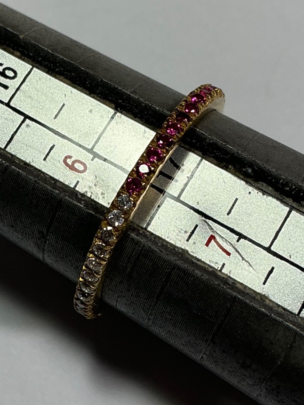 Sterling Silver Gold Plated Ring with Pink Stones. Size 6.5